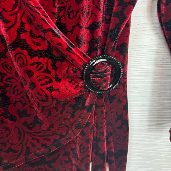 Choices Red Black Velvet faux wrap top Goth Vamp Whimsigoth Dark L - Picture 7 of 10